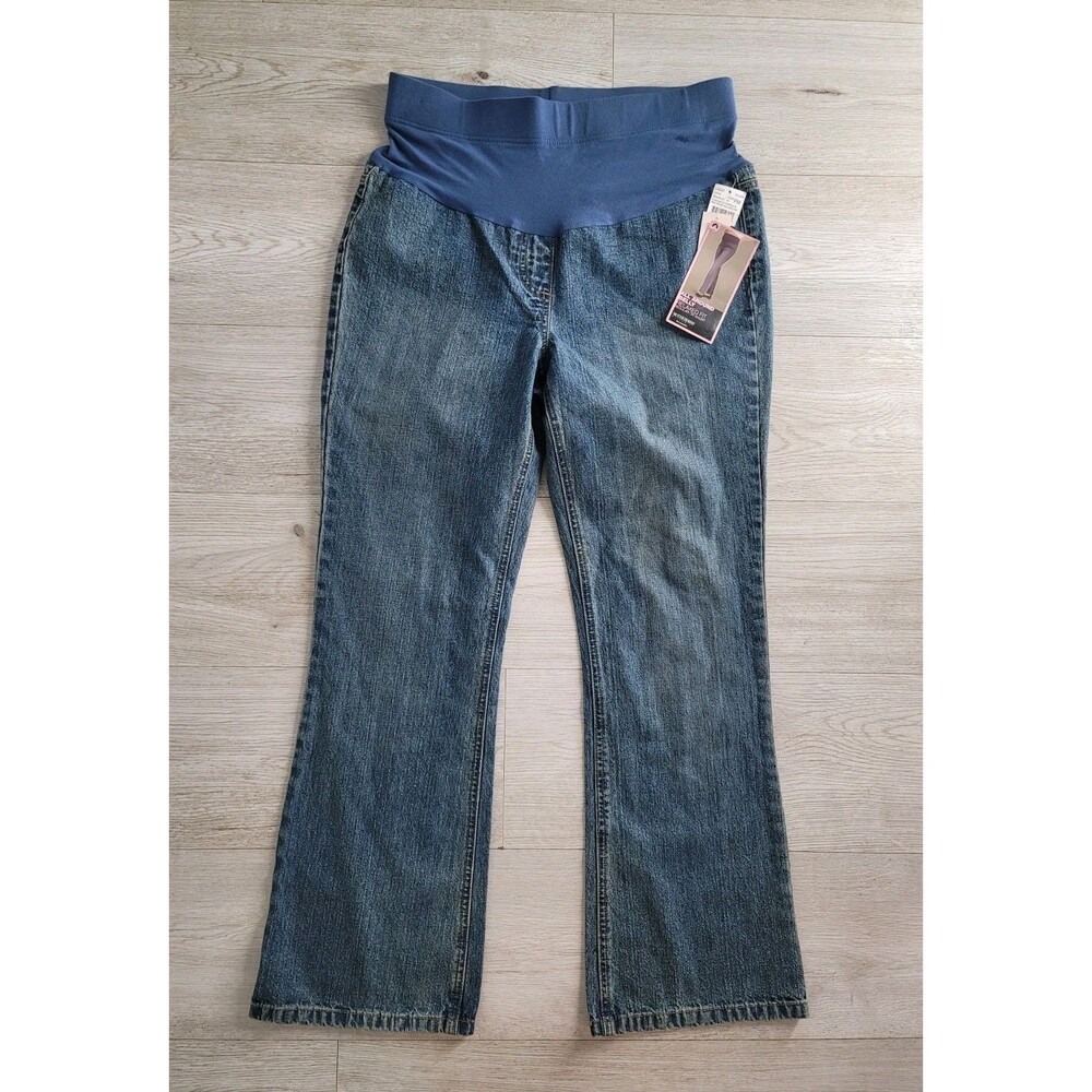 Motherhood Maternity Women's Petite Medium All Around Belly BootCut Blue Jeans
